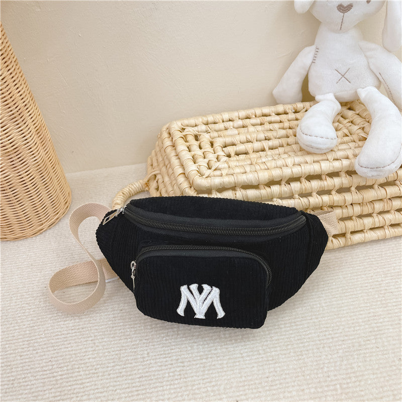 Girls Casual Stylish Corduroy Embroidery Crossbody Bag Chest Bag