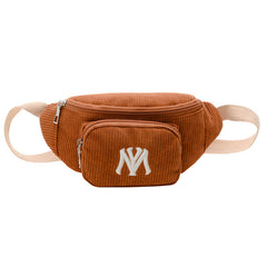 Girls Casual Stylish Corduroy Embroidery Crossbody Bag Chest Bag