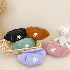 Girls Casual Stylish Corduroy Embroidery Crossbody Bag Chest Bag