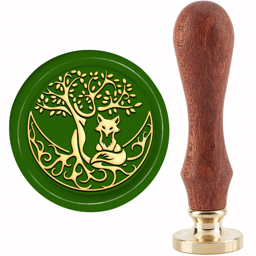 Fox Wax Seal Stamp Tree Of Life Moon 30mm Removable Brass Head Sealing Stamp