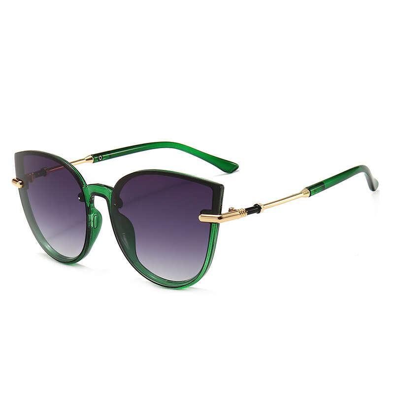 Cat Eye Sunglasses Mod Gradient Lens Metal Temple Glasses UV400