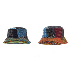 Ethnic Style Sun Hat Embroidery Print Fishing Hat