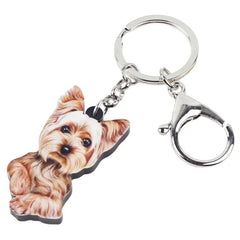 Acrylic Yorkshire Terrier Dog Key Chains Ring Keychains Keyring Jewelry