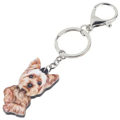 Acrylic Yorkshire Terrier Dog Key Chains Ring Keychains Keyring Jewelry