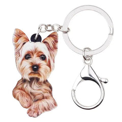 Acrylic Yorkshire Terrier Dog Key Chains Ring Keychains Keyring Jewelry
