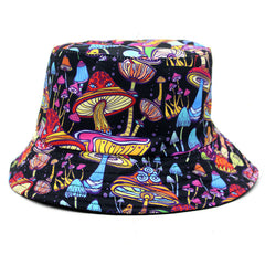 Colorful Mushroom Print Bucket Hat Hip Hop Lightweight Couple Basin Hat