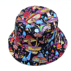 Colorful Mushroom Print Bucket Hat Hip Hop Lightweight Couple Basin Hat