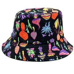 Colorful Mushroom Print Bucket Hat Hip Hop Lightweight Couple Basin Hat