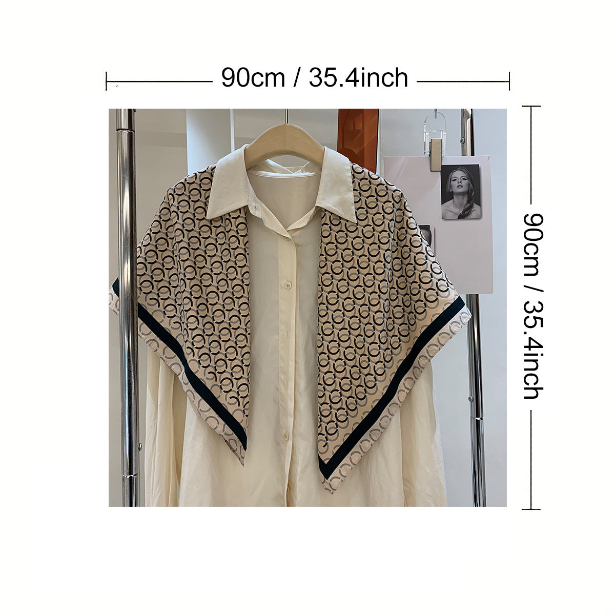 Twill Silk Square Scarf Circles Print Shawl