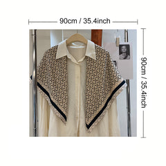Twill Silk Square Scarf Circles Print Shawl
