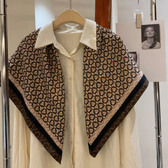 Twill Silk Square Scarf Circles Print Shawl