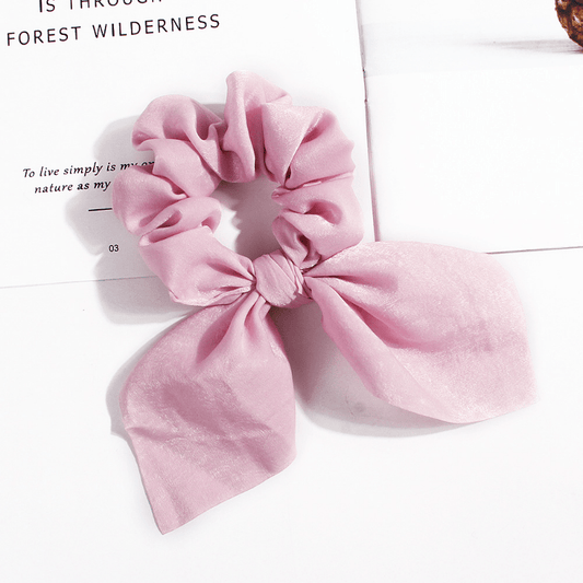 Solid Bow Scarf Scrunchies Hair Tie Satin Style Hair Rope Ponytail Holder