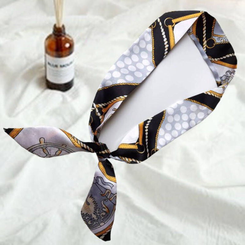 Vintage Carriage Print Skinny Scarf Classic Twilly Scarf For Women