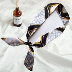 Vintage Carriage Print Skinny Scarf Classic Twilly Scarf For Women