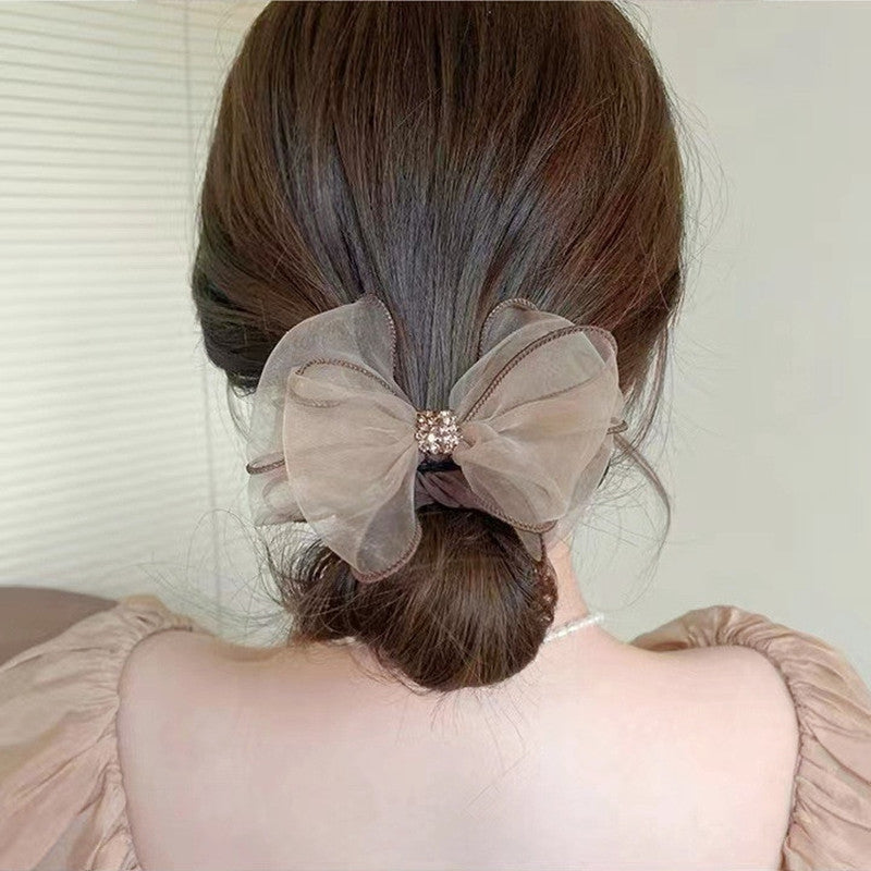 Organza Bow Hair Tie Sequin Hair Rope Elastic Rubber Band