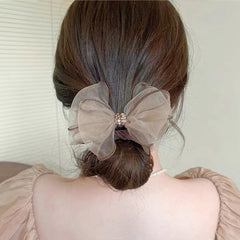 Organza Bow Hair Tie Sequin Hair Rope Elastic Rubber Band