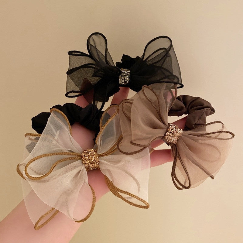 Organza Bow Hair Tie Sequin Hair Rope Elastic Rubber Band