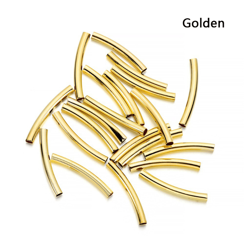 100Pcs Stripe Copper Curve Tube Spacer Beads for DIY Jewelry Making