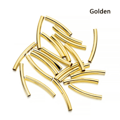 100Pcs Stripe Copper Curve Tube Spacer Beads for DIY Jewelry Making