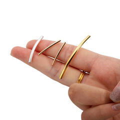 100Pcs Stripe Copper Curve Tube Spacer Beads for DIY Jewelry Making