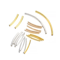 100Pcs Stripe Copper Curve Tube Spacer Beads for DIY Jewelry Making