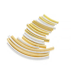 100Pcs Stripe Copper Curve Tube Spacer Beads for DIY Jewelry Making