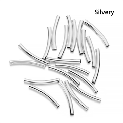 100Pcs Stripe Copper Curve Tube Spacer Beads for DIY Jewelry Making
