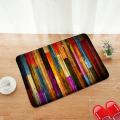 Boho Anti Fatigue Kitchen Rug Colorful Wooden Striped Absorbent Non Slip Mat