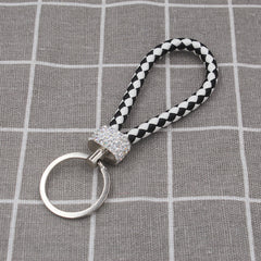 PU Leather Rope Keychains Crystal Key Chains Women Men Key Holder Car Bag Gift