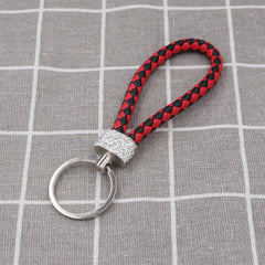 PU Leather Rope Keychains Crystal Key Chains Women Men Key Holder Car Bag Gift