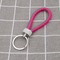 PU Leather Rope Keychains Crystal Key Chains Women Men Key Holder Car Bag Gift