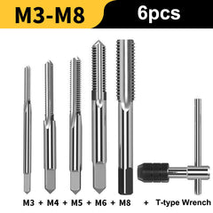 6pcs T Type Drill Set for DIY M3 M4 M5 M6 M8 Tap Set