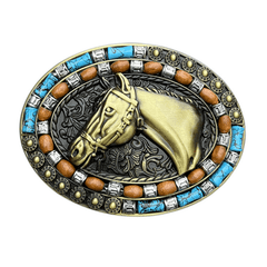 High Alloy Horsehead Belt Buckle Retro Indian Style Men's Cowboy Western Style