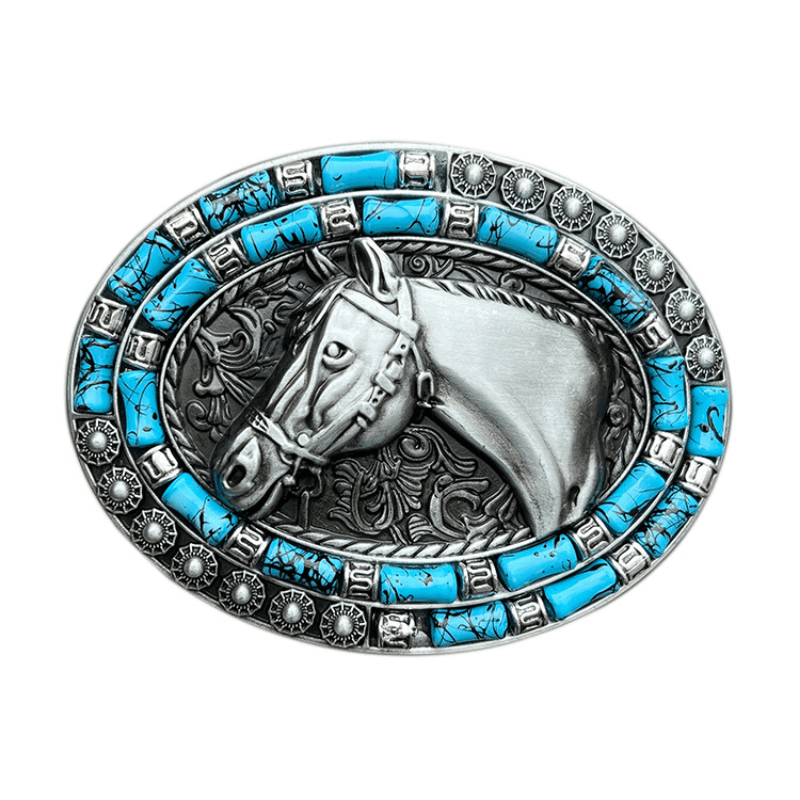 High Alloy Horsehead Belt Buckle Retro Indian Style Men's Cowboy Western Style