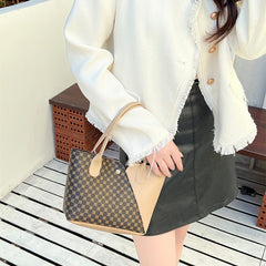 Chic Geometric Pattern Tote Bag - Women's Faux Leather Tote
