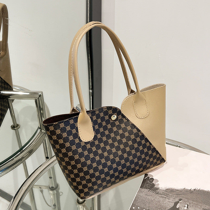 Chic Geometric Pattern Tote Bag - Women's Faux Leather Tote