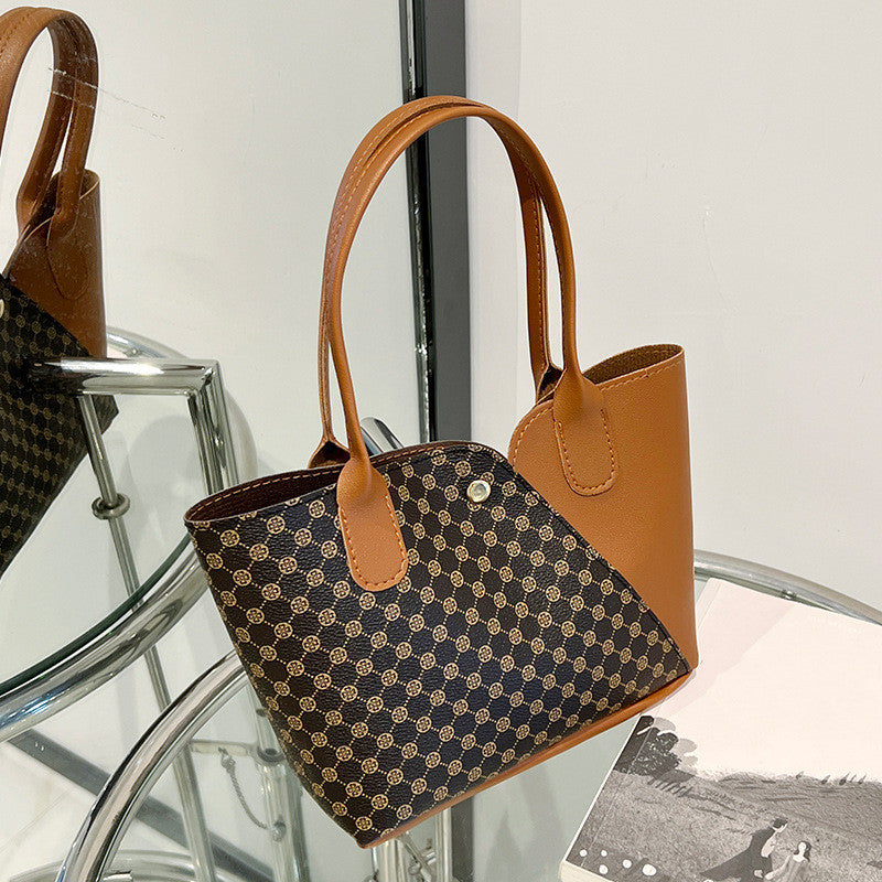 Chic Geometric Pattern Tote Bag - Women's Faux Leather Tote