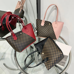 Chic Geometric Pattern Tote Bag - Women's Faux Leather Tote