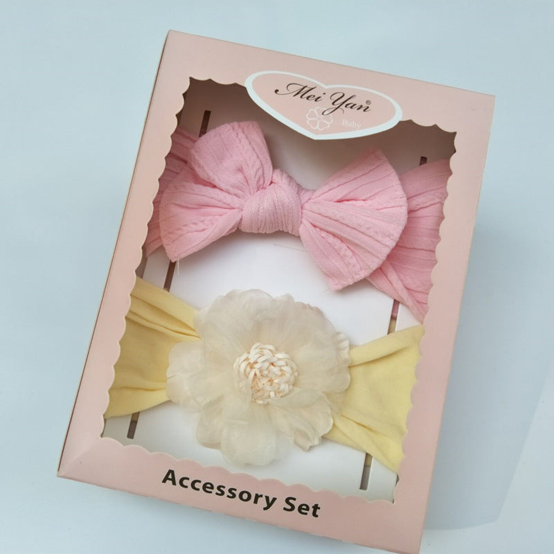 Jacquard Bow Mesh Flower Headband Soft Elastic Hair Accessories