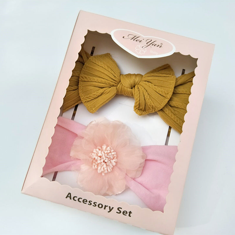 Jacquard Bow Mesh Flower Headband Soft Elastic Hair Accessories