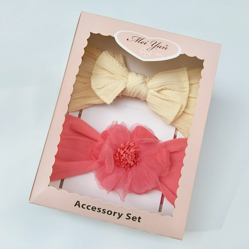 Jacquard Bow Mesh Flower Headband Soft Elastic Hair Accessories