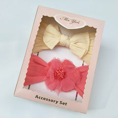 Jacquard Bow Mesh Flower Headband Soft Elastic Hair Accessories