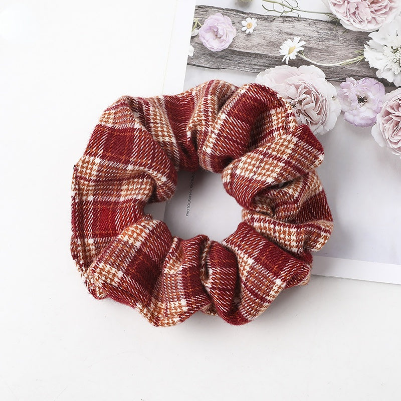 Floral Print Scrunchies Hair Tie Plaid Pattern Hair Rope Hair Accessories