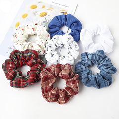 Floral Print Scrunchies Hair Tie Plaid Pattern Hair Rope Hair Accessories
