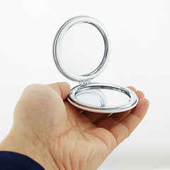 Birds On Branch Round Makeup Mirror Compact Folding Leather Surface Magnifying