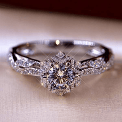 Rhinestone Flower Alloy Ring for Party Gift