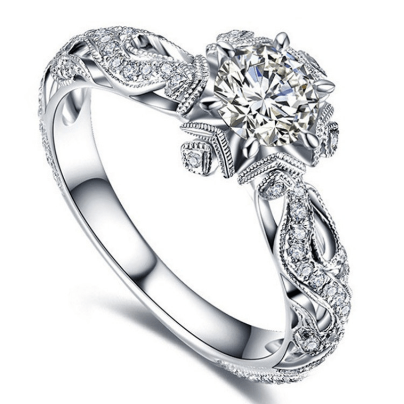 Rhinestone Flower Alloy Ring for Party Gift