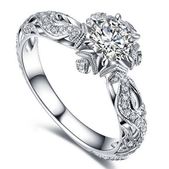 Rhinestone Flower Alloy Ring for Party Gift