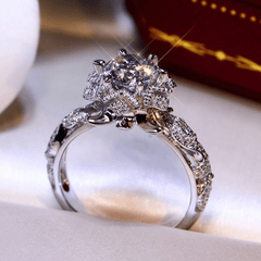 Rhinestone Flower Alloy Ring for Party Gift