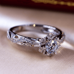Rhinestone Flower Alloy Ring for Party Gift